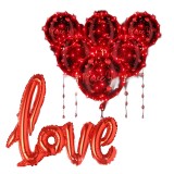 Set 6 baloane LED transparente, 51 cm, 6 leduri rosii, Balon LOVE 108 cm, Abtibilduri I Love You