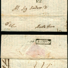 Italy 1810 Postal History Rare Stampless Cover + Content Fermo Montefiore D.1085