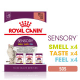 Royal Canin Sensory, pachet mixt, plic hrană umedă pisici, stimularea simțurilor (&icirc;n sos), 12 x 85g