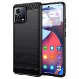 Husa carbon compatibila motorola edge 30 fusion protect anti-soc, negru
