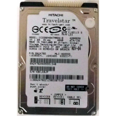 Hard Disk Laptop Hitachi Travelstar IC25N040ATMR04-0 40GB IDE foto