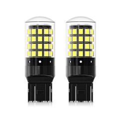Set 2 becuri auto led T20, 54 LED, compatibile Duster, Logan 2, Sandero 2, lumina alb-rece, 6500k, BZRSH