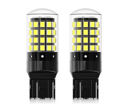 Set 2 becuri auto led T20, 54 LED, compatibile Duster, Logan 2, Sandero 2, lumina alb-rece, 6500k, BZRSH foto