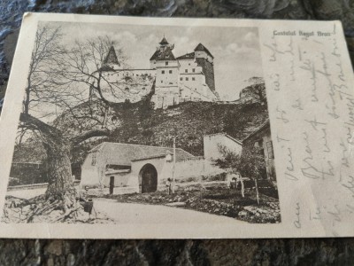 Carte postala Castelul Regal Bran, interbelica-1922, circulata, stare buna foto