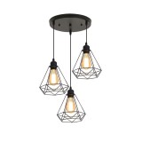 Cumpara ieftin Lustra Jabrey cu trei lumini metal negru 30x30x100 cm
