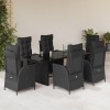 VidaXL Set mobilier de grădină cu perne, 7 piese, negru, poliratan 3213115