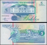 SURINAM █ SURINAME █ bancnota █ 5 Gulden █ 1991 █ P-136a █ UNC █ necirculata