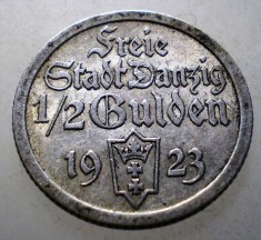 F.039 DANZIG 1/2 GULDEN 1923 ARGINT