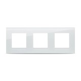 Ramă sticlă Pulsar Touch NS 3 posturi albă, finisaj securizat 4 mm, design minimalist modern pentru aparataj electric &icirc;ncastrat orizontal vertical