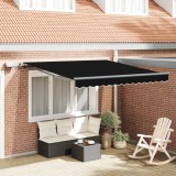 vidaXL Marchiză Manuală Retractabilă cu LED Neagră 350x250 cm