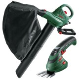 Bosch UniversalGardenTidy 2300 + Isio - Suflanta de gradina 2300 W 576 m3/h + Masina de tuns gard viu cu 1 acumulator Li-Ion 3.6 V 1.5 Ah 8 cm