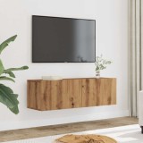 VidaXL Comodă TV de perete, 2 buc. stejar artizanal, 100x30x30 cm
