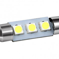 Bec Led Sofit C5W, 3 SMD, 39mm, 12V, Pentru Plafoniere, Portbagaj, Lumina Alb 6000K KRU108