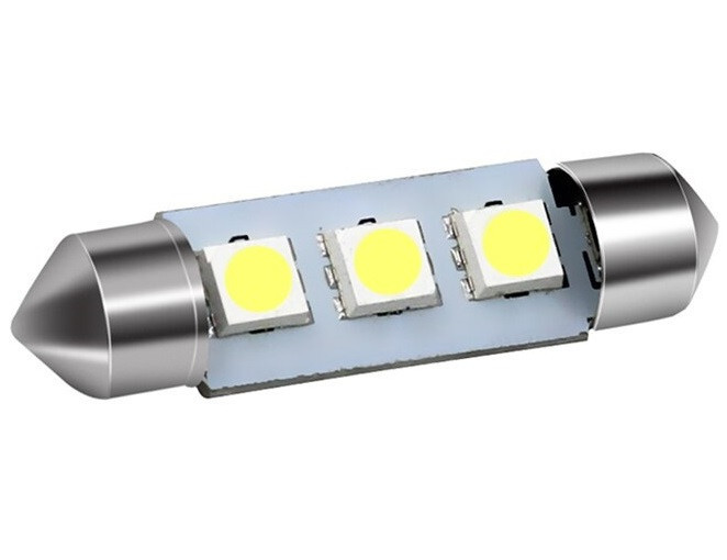 Bec Led Sofit C5W, 3 SMD, 36mm, 12V, Pentru Plafoniere, Portbagaj, Lumina Alb 6000K KRU107