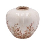 Vaza flori ceramica bej maro 16,5 x 14,5 cm