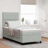 Cumpara ieftin Pat cu arc LED cu headboard Gri deschis 90 x 190 cm Catifea