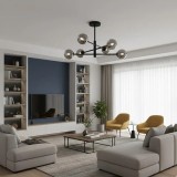 Cumpara ieftin Lustra 3 brate cu globuri fumurii, dulie E27, diametru 60cm, inaltime 36cm