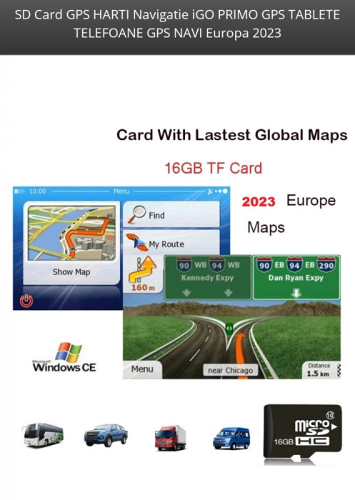 SD Card GPS HARTI Navigatie iGO PRIMO GPS TABLETE TELEFOANE GPS NAVI Europa 2023