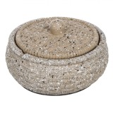 Scrumieră Ciment, Rotundă, Cu Capac, Aspect Nisip, Antiderapantă, 11x5cm, Oem