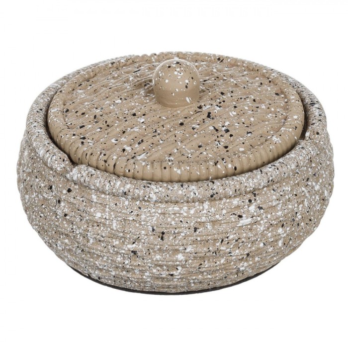 Scrumieră Ciment, Rotundă, Cu Capac, Aspect Nisip, Antiderapantă, 11x5cm