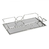 Suport Lum&acirc;nări, Tava cu Oglindă, Culoare Argintie, Dimensiuni 35x20x6 cm, Oem