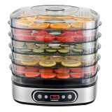 Deshidrator HFD-K380SSBK, 380 W, ecran led si control electronic, 5 tavi, Decoratiuni din Inox