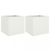 Cumpara ieftin Jardiniere, 2 buc., alb, 42x40x39 cm, otel