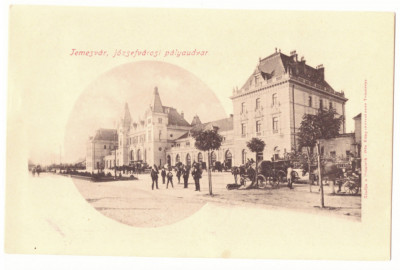 344 - TIMISOARA, Railway Station, Litho, Romania - old postcard - unused foto