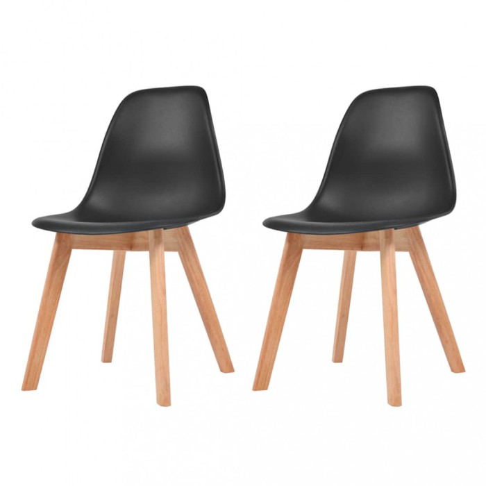 vidaXL Scaune de bucătărie, 2 buc., negru, plastic 244777