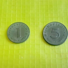 E107-Lot 2 monede Reich svastica 1+ 5 Phennig 1940+1941 stare foarte buna.