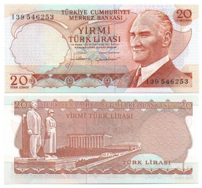 Turcia 1970(1974) - 20 lire UNC foto