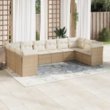 vidaXL Set canapele de grădină cu perne, 10 piese, bej, poliratan 3218198