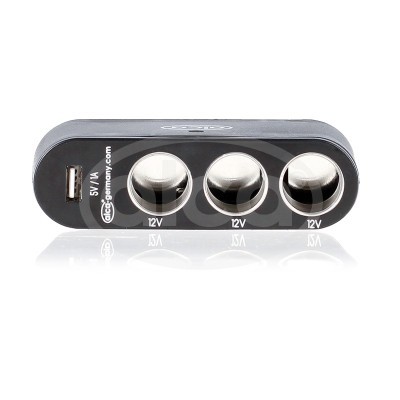 TRIPLU STECHER 12V 1 USB BLACK