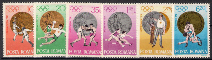 1972 - Medalii olimpice, sport. serie neuzata