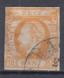 ROMANIA 1871 LP 31 REGELE CAROL I CU BARBA 10 BANI PORTOCALIU STAMPILAT
