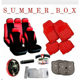 Summer Box-ROSU-Huse scaune+Covorase+Husa volan+Suport telefon+Parasolare