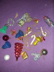 Beteala si globuri,ORNAMENTE Vintage pt.POM DE IARNA,accesorii pt Bradul de Crac
