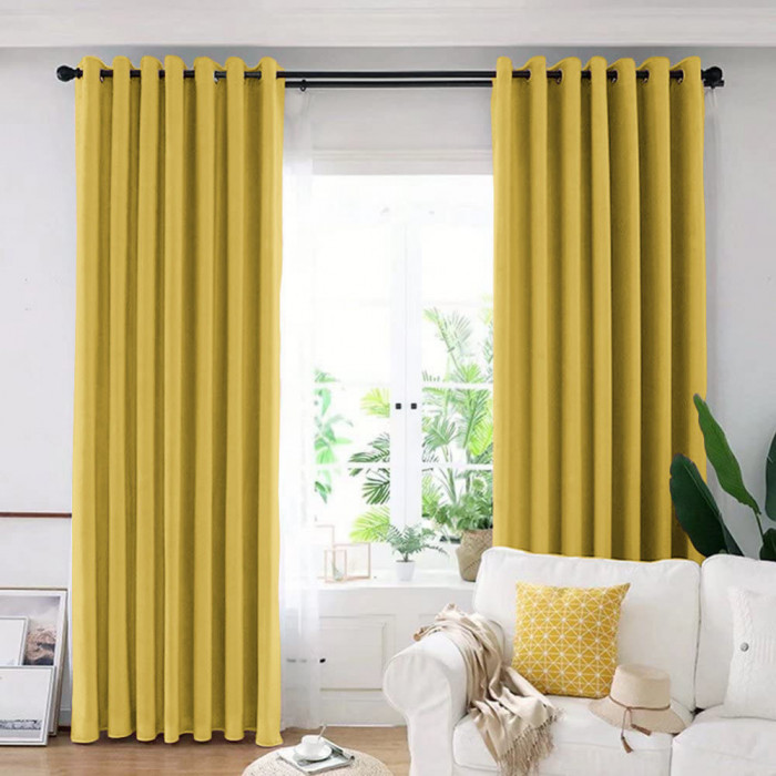 Set draperie din catifea blackout cu inele crom, Madison, 200x270 cm, densitate 700 g/ml, Crayola, 2 buc