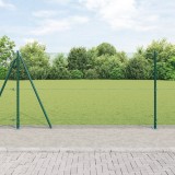 Gard hexagonal vidaXL Verde 1.2x10 m Oțel, St&acirc;lpi de gard vidaXL cu plăci de bază 7 buc &Oslash;32mm 68.5cm Oțel galvanizat