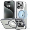 Husa MagSafe pentru Apple iPhone 16 Pro Max, ESR, Classic Hybrid Kickstand, Gri Transparenta