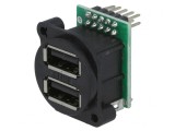 Soclu USB A pentru Montare pe Panou cu Șuruburi și Șir Pini Dubli