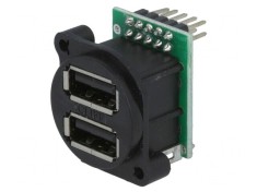 Soclu USB A pentru Montare pe Panou cu Șuruburi și Șir Pini Dubli
