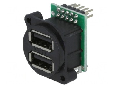 Soclu USB A pentru Montare pe Panou cu Șuruburi și Șir Pini Dubli foto
