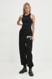 Aniye By pantaloni de trening culoarea negru, cu imprimeu, 181498