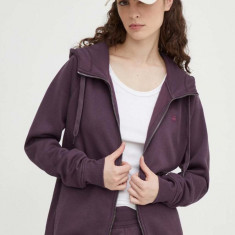 G-Star Raw bluza femei, culoarea violet, cu glugă, neted