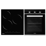 Pachet Incorporabil Samus Cuptor SC457GTBV, 43 L, Latime 45 cm, 6 Functii + Plita vitroceramica PSVE-43BG2, 3 Zone de Gatit, Sticla neagra