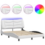 Cumpara ieftin Cadru de pat cu LED fara saltea, Hvar, alb, 140x200 cm