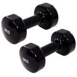 Vida XL Gantere, 2 buc.,2x5 kg, fontă, negru