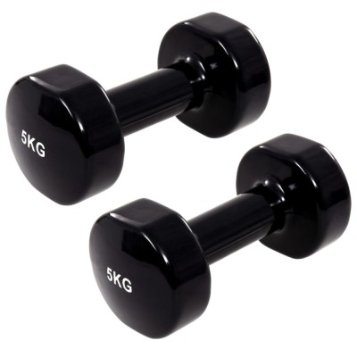vida XL Gantere, 2 buc.,2x5 kg, fontă, negru foto
