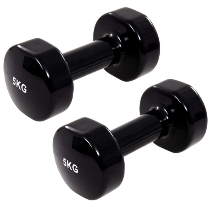 vida XL Gantere, 2 buc.,2x5 kg, fontă, negru
